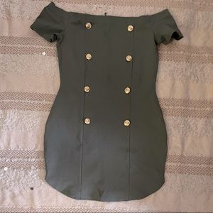 Lovely Day Olive Green Military Dress